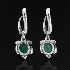 Серьги малахит Конго (серебро 925 пр. оксидир.)