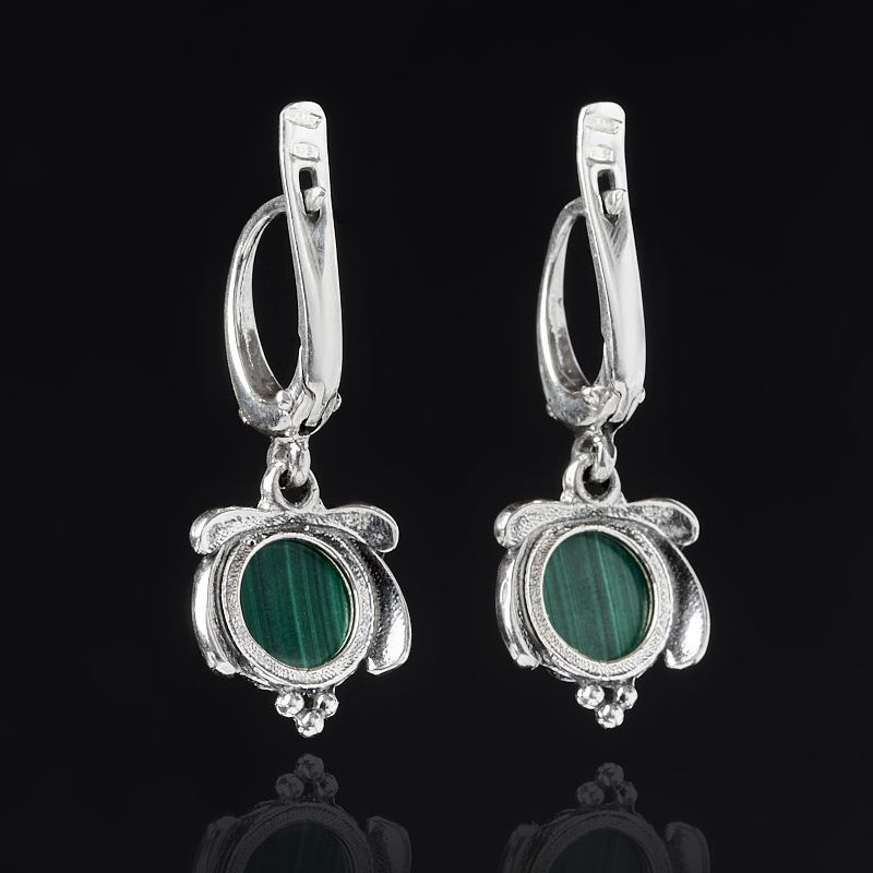 Серьги малахит Конго (серебро 925 пр. оксидир.)