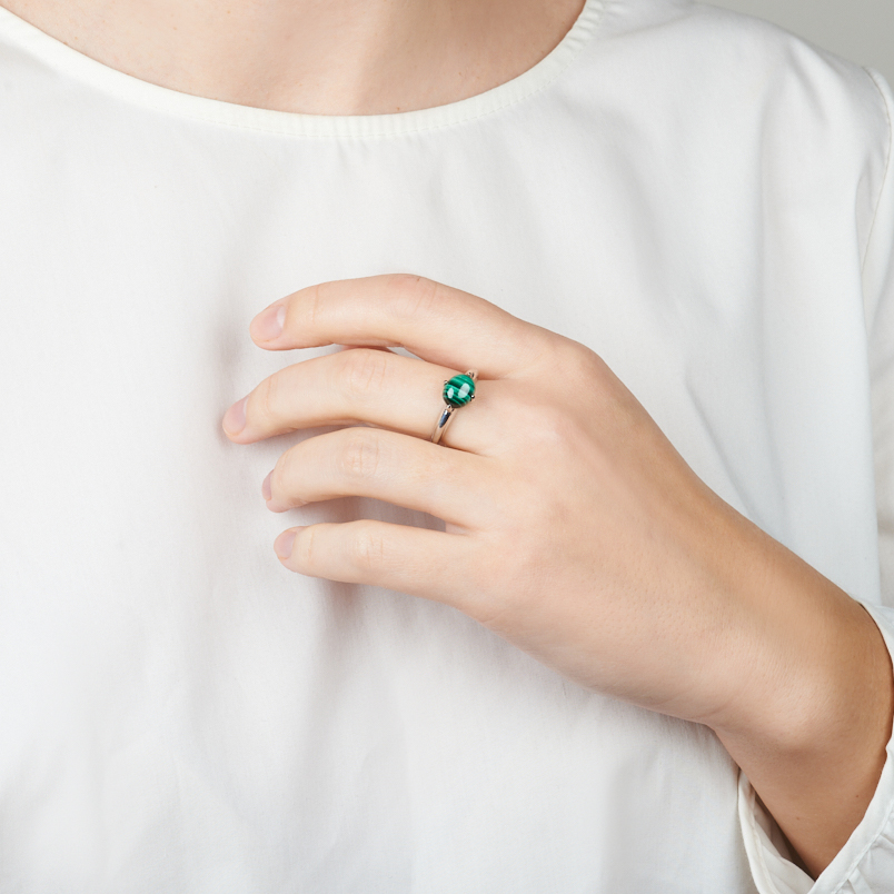 Кольцо малахит Конго (серебро 925 пр.) размер 19