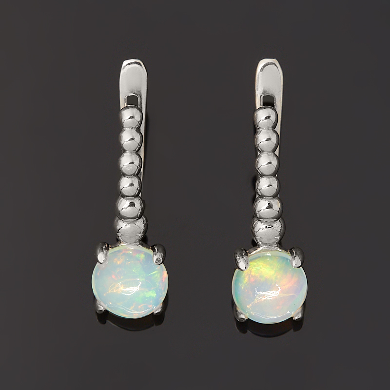Серьги опал благородный белый Эфиопия (серебро 925 пр.)