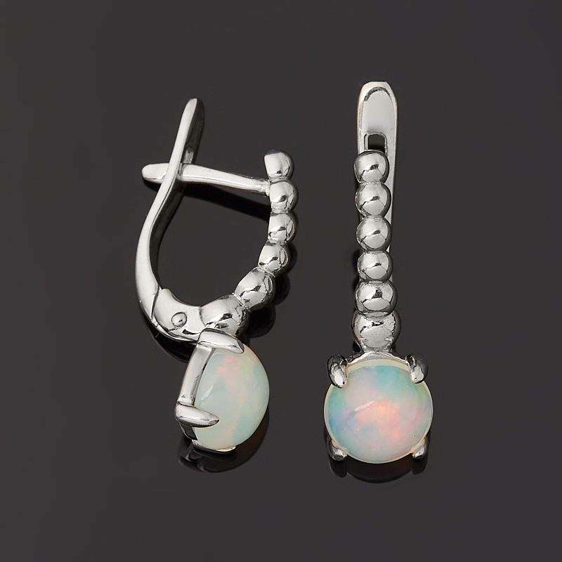 Серьги опал благородный белый Эфиопия (серебро 925 пр.)