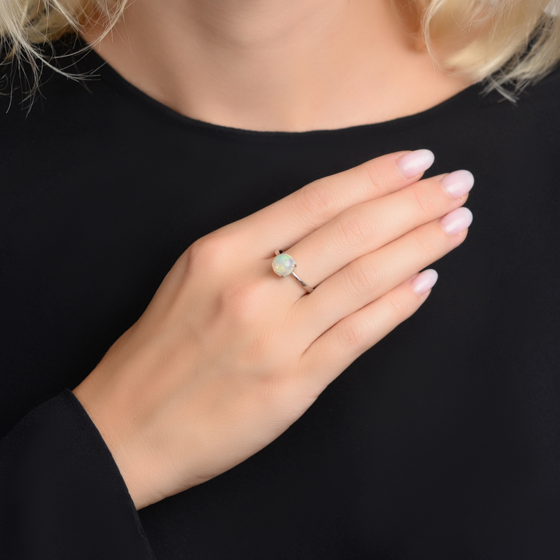 Кольцо опал благородный желтый Эфиопия (серебро 925 пр.) размер 17