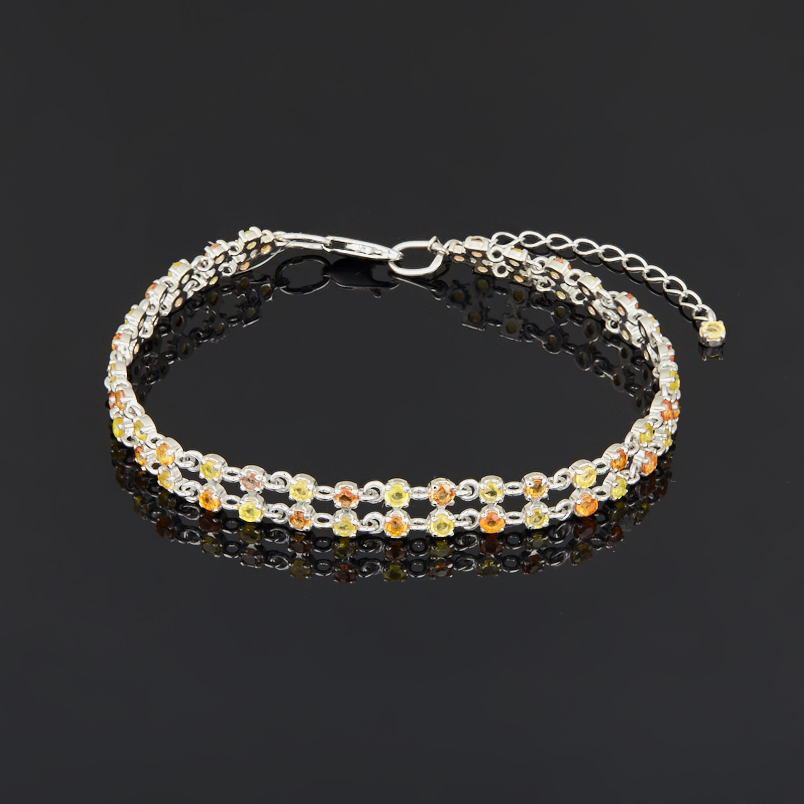 Браслет сапфир Индия (серебро 925 пр. родир. бел.) огранка 2 мм 19 см (+4 см)