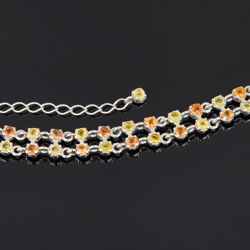 Браслет сапфир Индия (серебро 925 пр. родир. бел.) огранка 2 мм 19 см (+4 см)