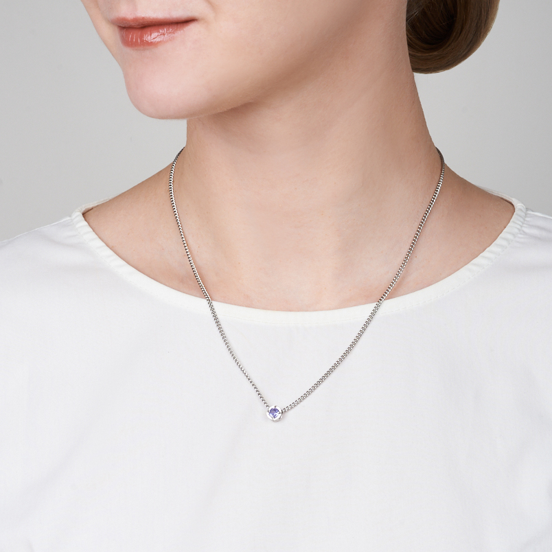 Кулон танзанит Танзания (серебро 925 пр. родир. бел.) огранка