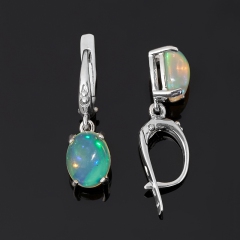 Серьги опал благородный желтый Эфиопия (серебро 925 пр.)