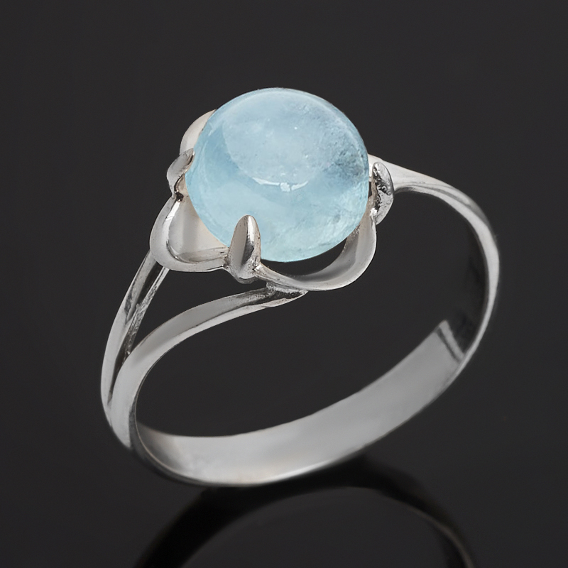 Кольцо аквамарин Россия (серебро 925 пр.) размер 18,5