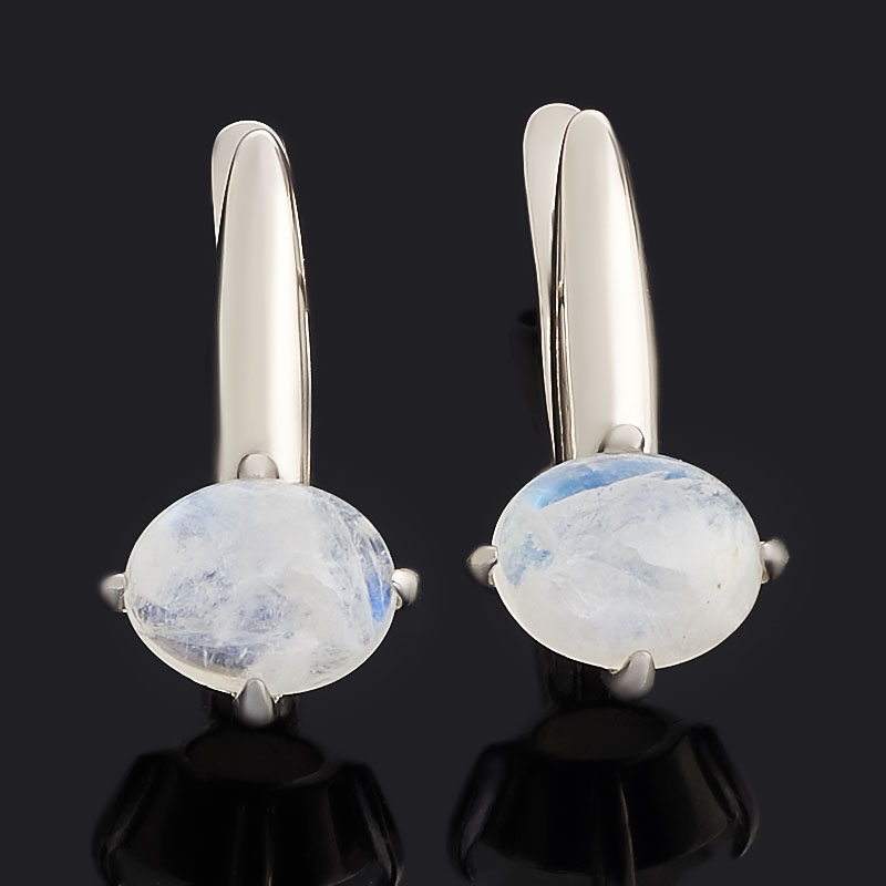 Серьги лунный камень (адуляр) Индия (серебро 925 пр.)