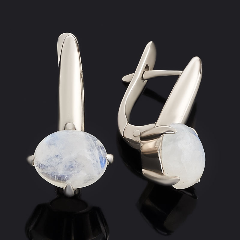 Серьги лунный камень (адуляр) Индия (серебро 925 пр.)