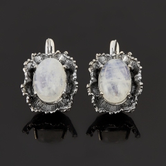 Серьги лунный камень (адуляр) Индия (серебро 925 пр. оксидир.)