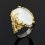 Кольцо лунный камень (адуляр) Индия (серебро 925 пр. позолота, родир. черн.) размер 19