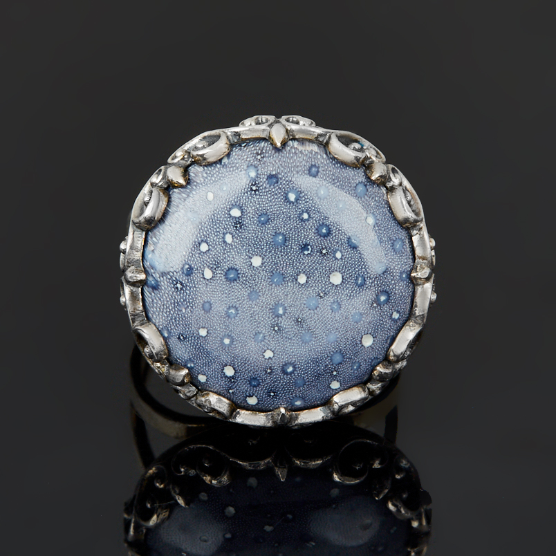 Кольцо коралл Индонезия (серебро 925 пр. оксидир.) размер 18