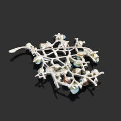 Брошь бирюза Казахстан (биж. сплав посеребр.)