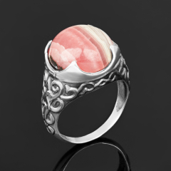 Кольцо родохрозит Аргентина (серебро 925 пр. оксидир.) размер 18,5