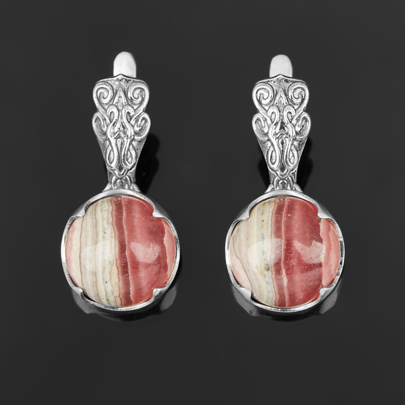 Серьги родохрозит Аргентина (серебро 925 пр. оксидир.)
