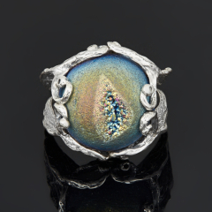 Кольцо агат серый Ботсвана (серебро 925 пр. оксидир.) размер 19