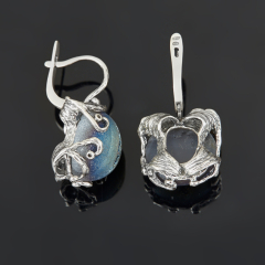 Серьги агат серый Ботсвана (серебро 925 пр. оксидир.)