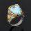 Кольцо бирюза Казахстан (серебро 925 пр. позолота, родир. сер.) размер 18,5