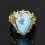 Кольцо бирюза Казахстан (серебро 925 пр. позолота, родир. сер.) размер 18,5