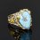 Кольцо бирюза Казахстан (серебро 925 пр. позолота, родир. сер.) размер 18,5