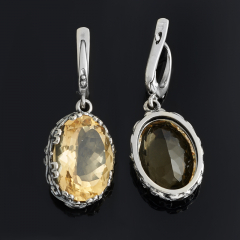 Серьги цитрин Бразилия (серебро 925 пр. оксидир.) огранка