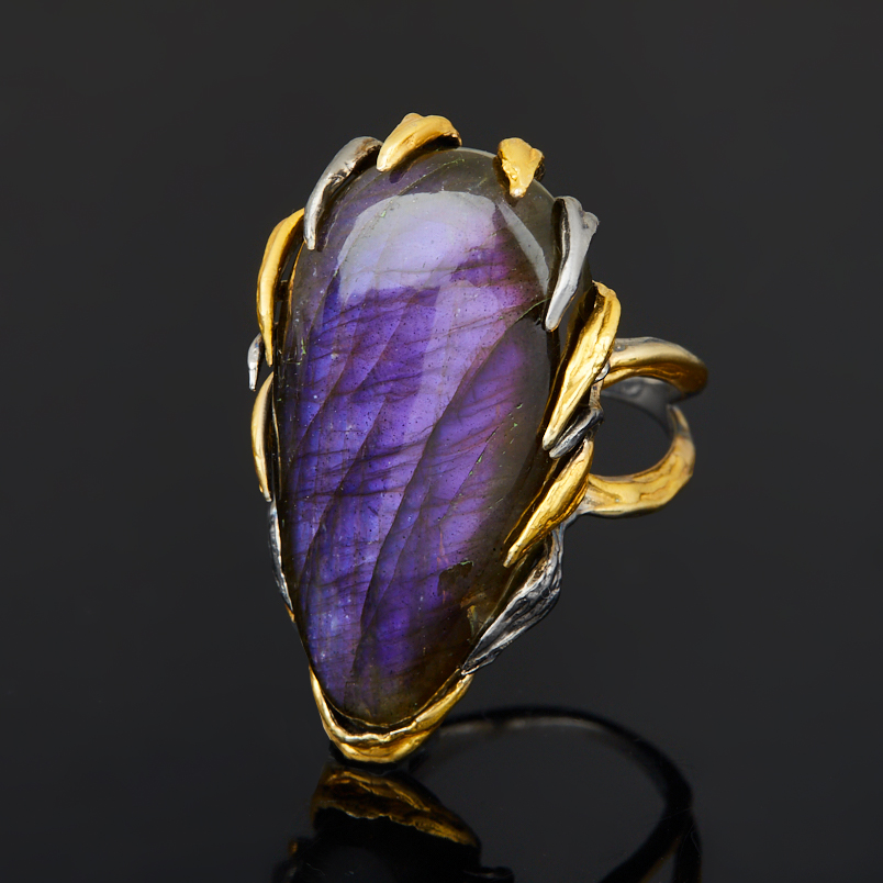 Кольцо лабрадор Финляндия (серебро 925 пр. позолота, родир. сер.) размер 18,5