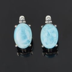 Серьги ларимар Доминиканская Республика (серебро 925 пр. оксидир.)
