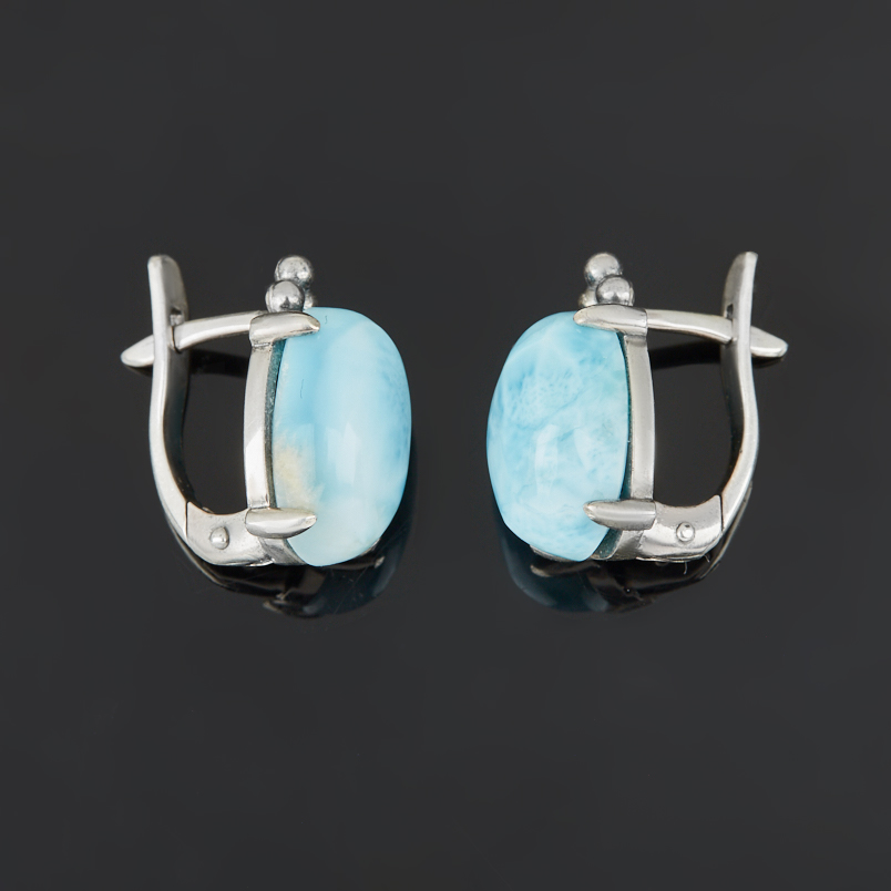 Серьги ларимар Доминиканская Республика (серебро 925 пр. оксидир.)