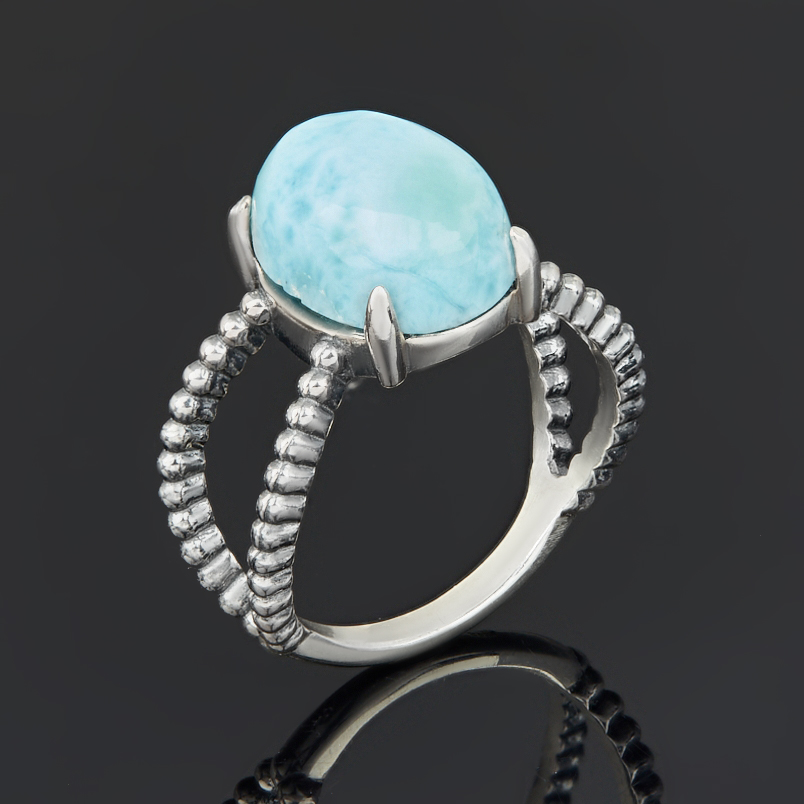 Кольцо ларимар Доминиканская Республика (серебро 925 пр. оксидир.) размер 18