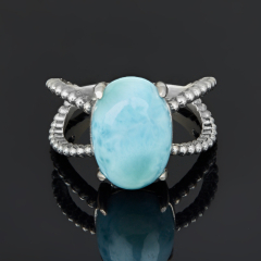 Кольцо ларимар Доминиканская Республика (серебро 925 пр. оксидир.) размер 18