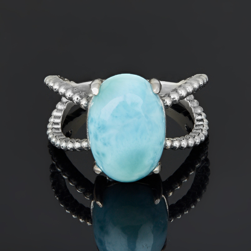 Кольцо ларимар Доминиканская Республика (серебро 925 пр. оксидир.) размер 18