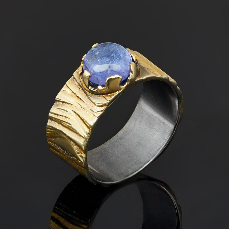 Кольцо танзанит Танзания (серебро 925 пр. позолота, родир. сер.) размер 18,5