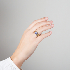 Кольцо танзанит Танзания (серебро 925 пр. позолота, родир. сер.) размер 18,5