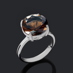 Кольцо раухтопаз Бразилия (серебро 925 пр. родир. сер.) огранка размер 18