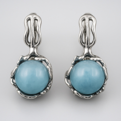 Серьги аквамарин Бразилия (серебро 925 пр. оксидир.)
