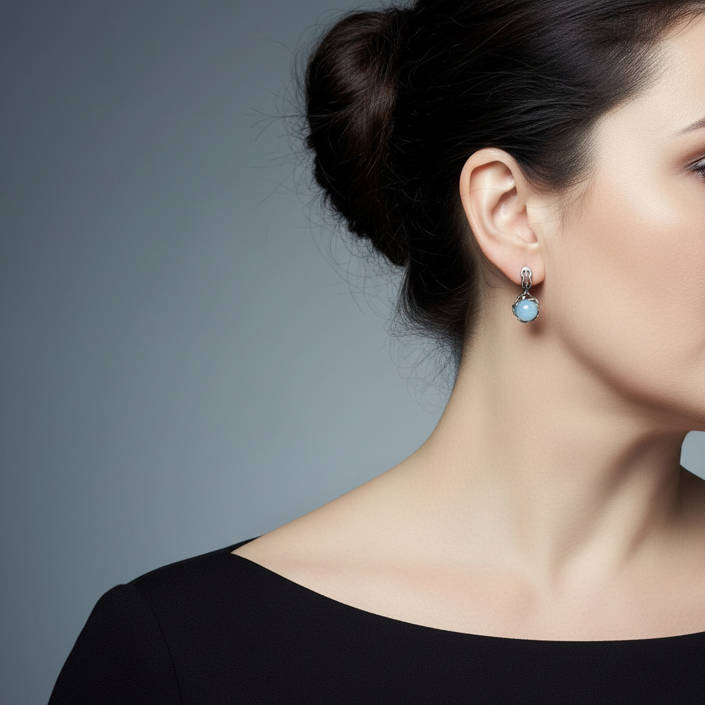 Серьги аквамарин Бразилия (серебро 925 пр. оксидир.)