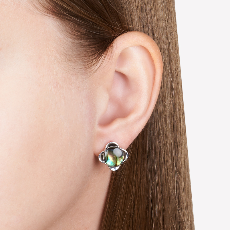 Серьги перламутр галиотис (дублет) Индонезия (серебро 925 пр.)