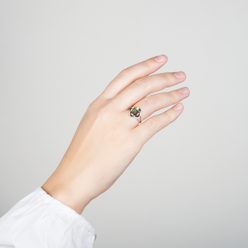 Кольцо перламутр галиотис (дублет) Индонезия (серебро 925 пр.) размер 17,5