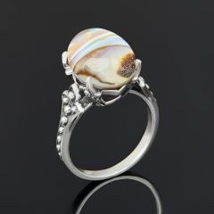 Кольцо перламутр галиотис (дублет) Индонезия (серебро 925 пр. оксидир.) размер 19