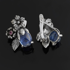 Серьги кианит синий Бразилия (серебро 925 пр. оксидир.)