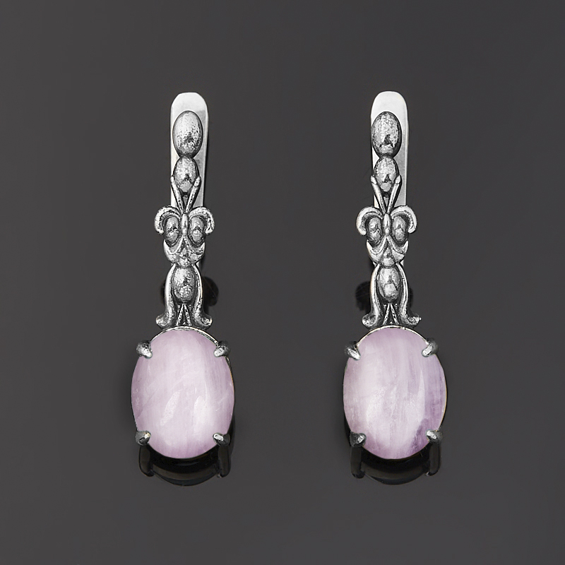 Серьги кунцит Бразилия (серебро 925 пр. оксидир.)