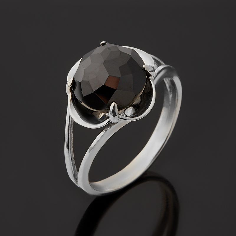 Кольцо шпинель черная Шри Ланка (серебро 925 пр.) огранка размер 17,5