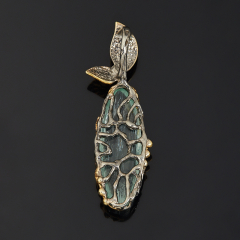 Кулон аквамарин Россия (серебро 925 пр. позолота, родир. сер.) огранка