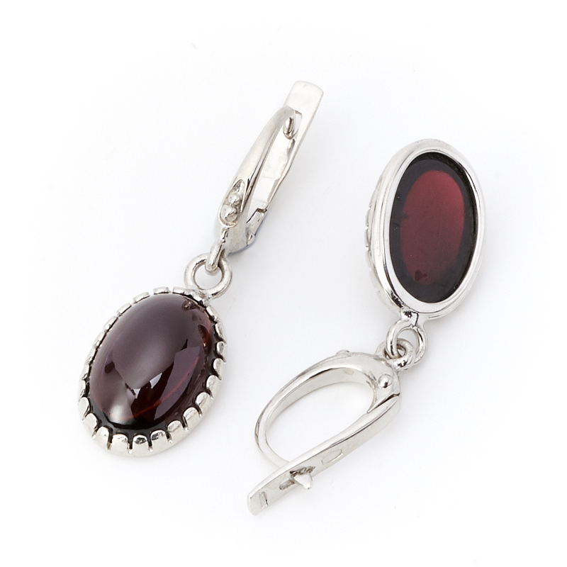 Серьги гранат альмандин Индия (серебро 925 пр.)