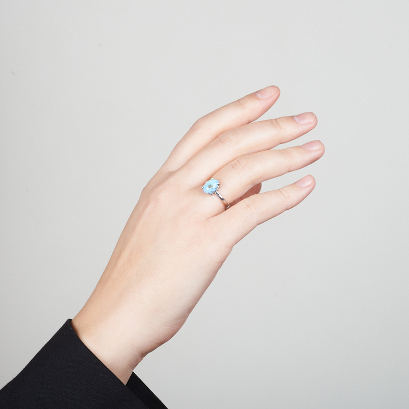 Кольцо бирюза Казахстан (серебро 925 пр.) размер 17