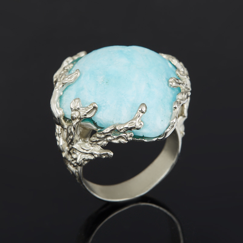 Кольцо кальцит голубой Мадагаскар (нейзильбер) размер 18