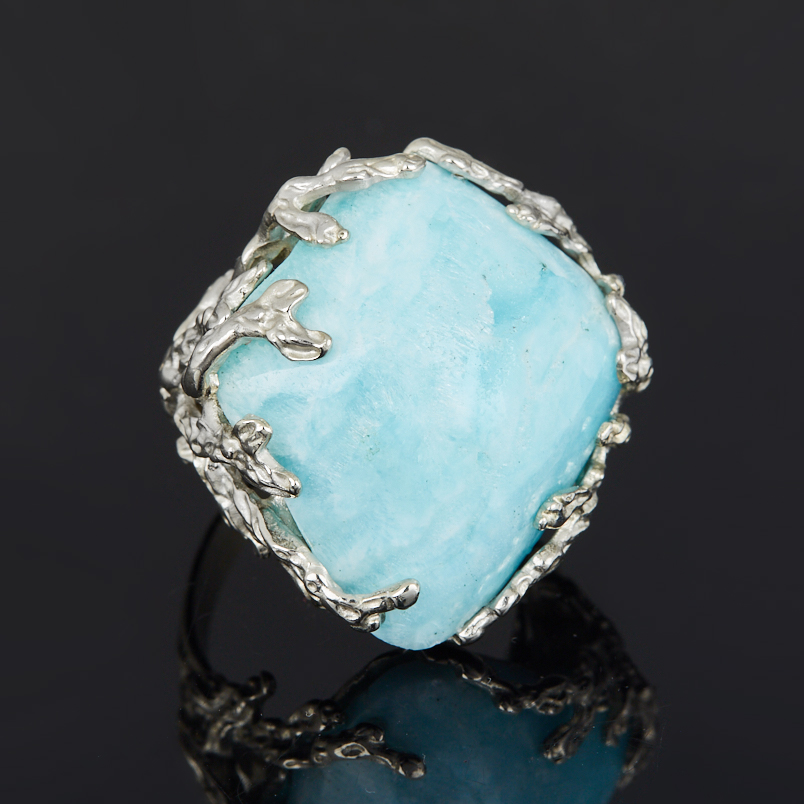 Кольцо кальцит голубой Мадагаскар (нейзильбер) размер 18