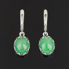 Серьги жадеит Россия (серебро 925 пр. оксидир.)