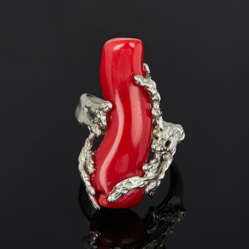 Кольцо коралл красный Индонезия (нейзильбер) размер 17,5