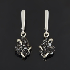 Серьги гранат меланит Казахстан (нейзильбер, латунь родир. бел.)